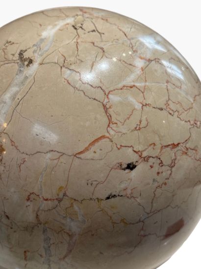 Decorative ball made of veined beige marble,...
