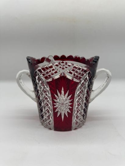 BOHEMIAN CRYSTAL
Two-handled crystal sugar...