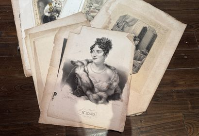 Ensemble de 14 lithographies Portraits et...