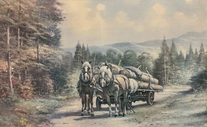 Corrado Pila (d’après) - Attelage de chevaux...