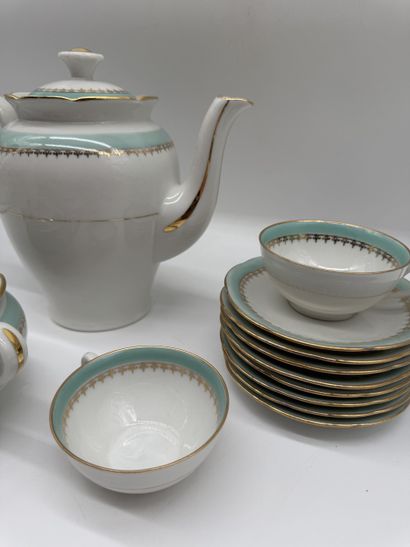 Glazed porcelain tea/coffee set with gold...