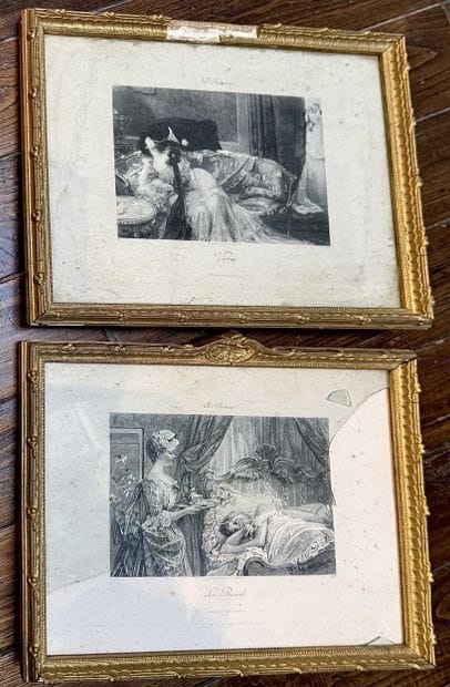 Suite de deux gravures encadrées Scènes de...