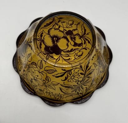 AMBER GLASS AND SILVER DESSERT SET MID-20TH...