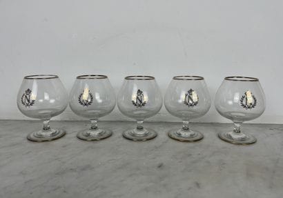Set of five digestif glasses (cognac/whisky...