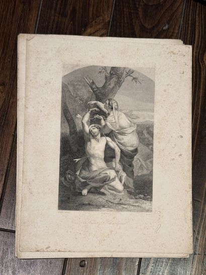 Ensemble de 10 gravures en noir et blanc...