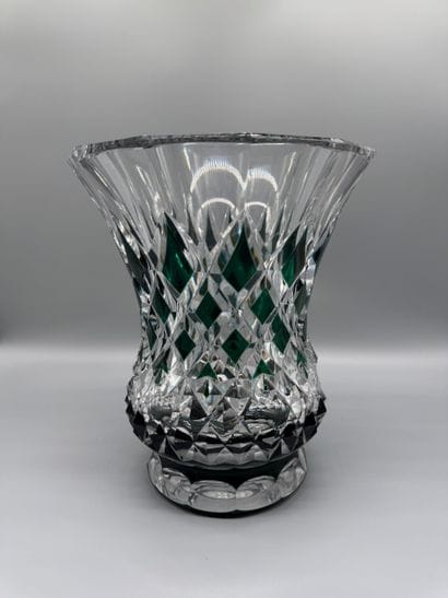 VAL SAINT-LAMBERT - Large green-lined crystal...