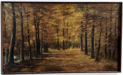 Chemin forestier en automne 
Huile sur toile...