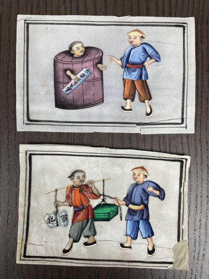 Suite de 11 scènes de châtiments - Chine...