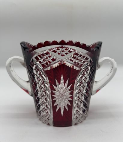 BOHEMIAN CRYSTAL
Two-handled crystal sugar...