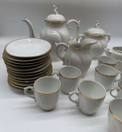 White porcelain coffee/tea set with gold...
