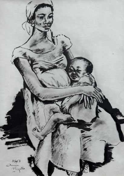 Annie Rigelle (XX siècle) - Maternité
Dessin...