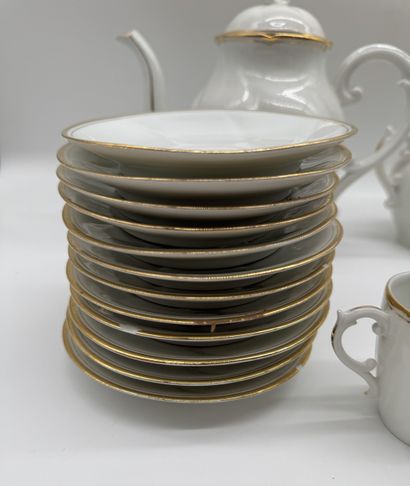 White porcelain coffee/tea set with gold...