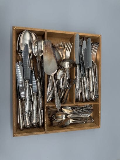 Large silver plated kitchen utensil, stamped...
