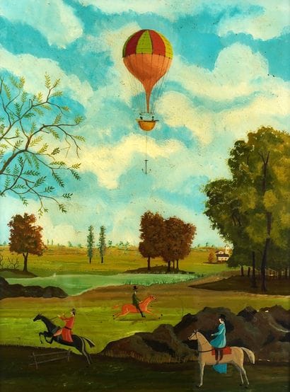 Ecole du XIXème siècle
Scène à la Montgolfière
Fixé...