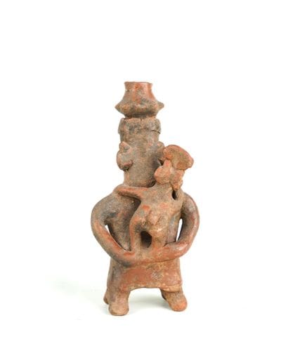 Maternité en terre cuite vernissée brune...