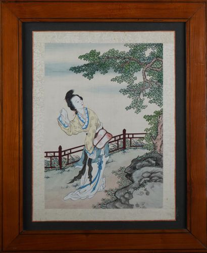 JAPON
Réunion de deux peintures sur soies...