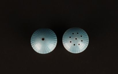 Salière et poivrière en argent 925°/00 en...