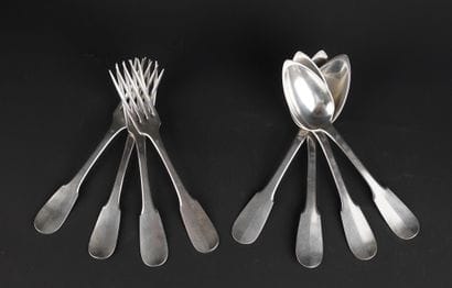 Suite de quatre couverts (fourchettes et...