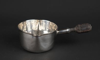 Casserole en argent 950°/00, manque en bois...
