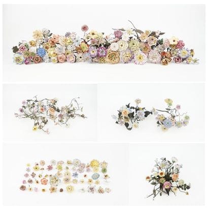 Lot de fleurs en porcelaine comprenant 146...