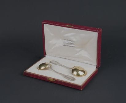 Paire de cuillères à crème en argent 950°/00...