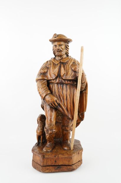 Saint Roch en résineux sculpté 
XIXe siècle...