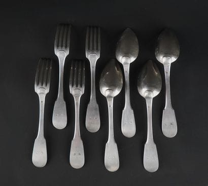 Suite de quatre couverts (fourchettes et...