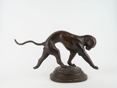 Chat en bronze
Sur une base circulaire
XXème...