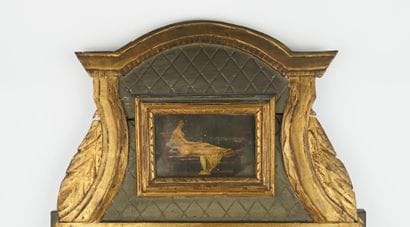Miroir en bois et stuc doré et réchampi vert
Le...