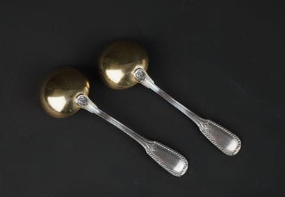 Paire de cuillères à crème en argent 950°/00...