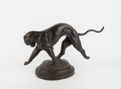 Chat en bronze
Sur une base circulaire
XXème...