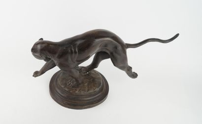 Chat en bronze
Sur une base circulaire
XXème...