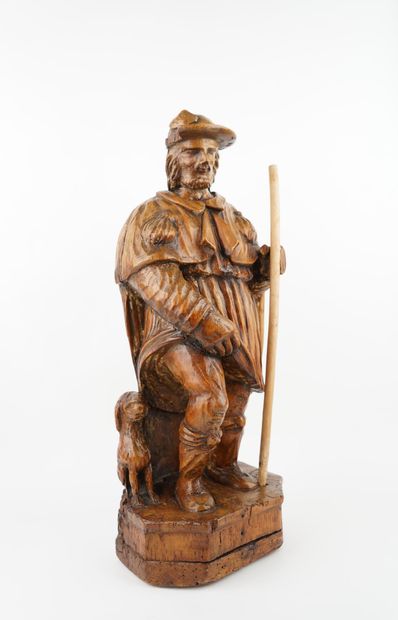 Saint Roch en résineux sculpté 
XIXe siècle...