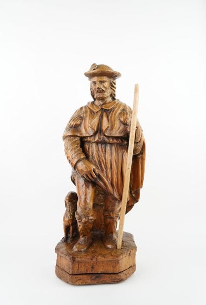 Saint Roch en résineux sculpté 
XIXe siècle...