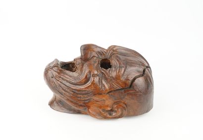 Masque de théâtre No en bois sculpté figurant...