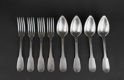 Suite de quatre couverts (fourchettes et...