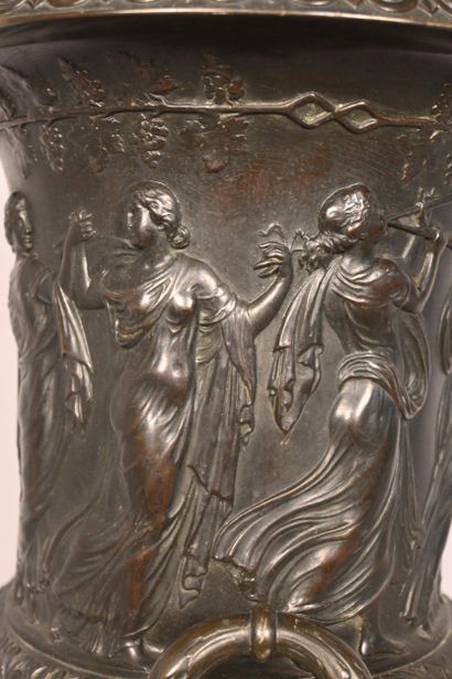 Grand Tour patinated copper vase with neoclassical...