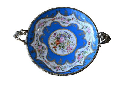 Sèvres-style porcelain centerpiece with gilt...
