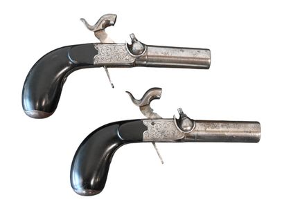 Pair of pocket percussion pistols, Liège,...