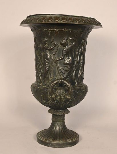Grand Tour patinated copper vase with neoclassical...