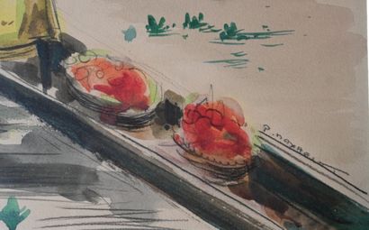 Paul Daxhelet (1905-1993) - Africanist watercolor,...
