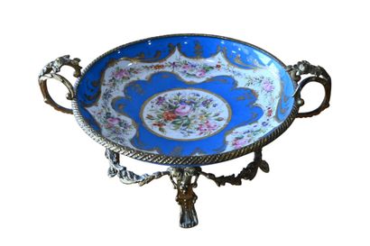 Sèvres-style porcelain centerpiece with gilt...