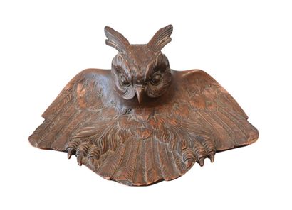 Encrier en bois sculpté – Hibou, Forêt-Noire,...