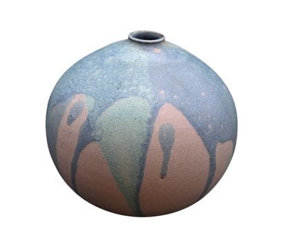 Vase sphérique en grès signé Jan Zandstra,...