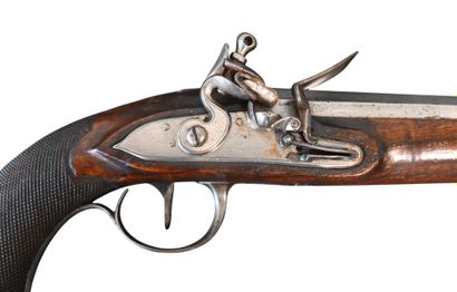 Matching pair of flintlock dueling pistols,...