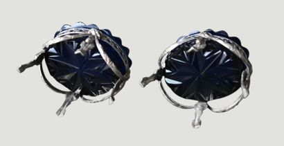 Pair of silver salt cellars, late XVIIIᵉ...