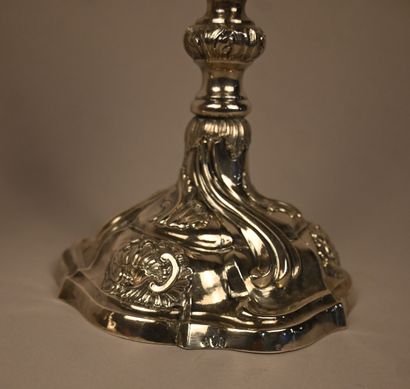 Pair of silver torches, Brussels 1766, Louis...
