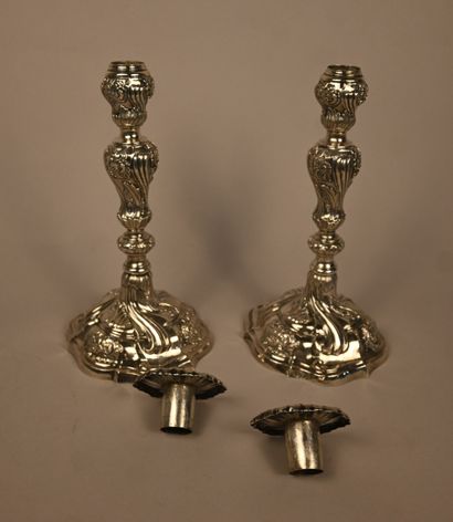Pair of silver torches, Brussels 1766, Louis...