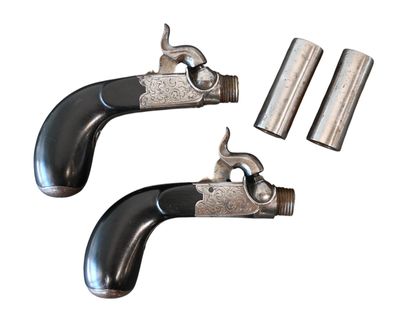 Pair of pocket percussion pistols, Liège,...