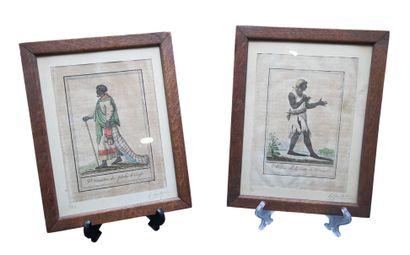 Pair of hand-colored copper engravings -...